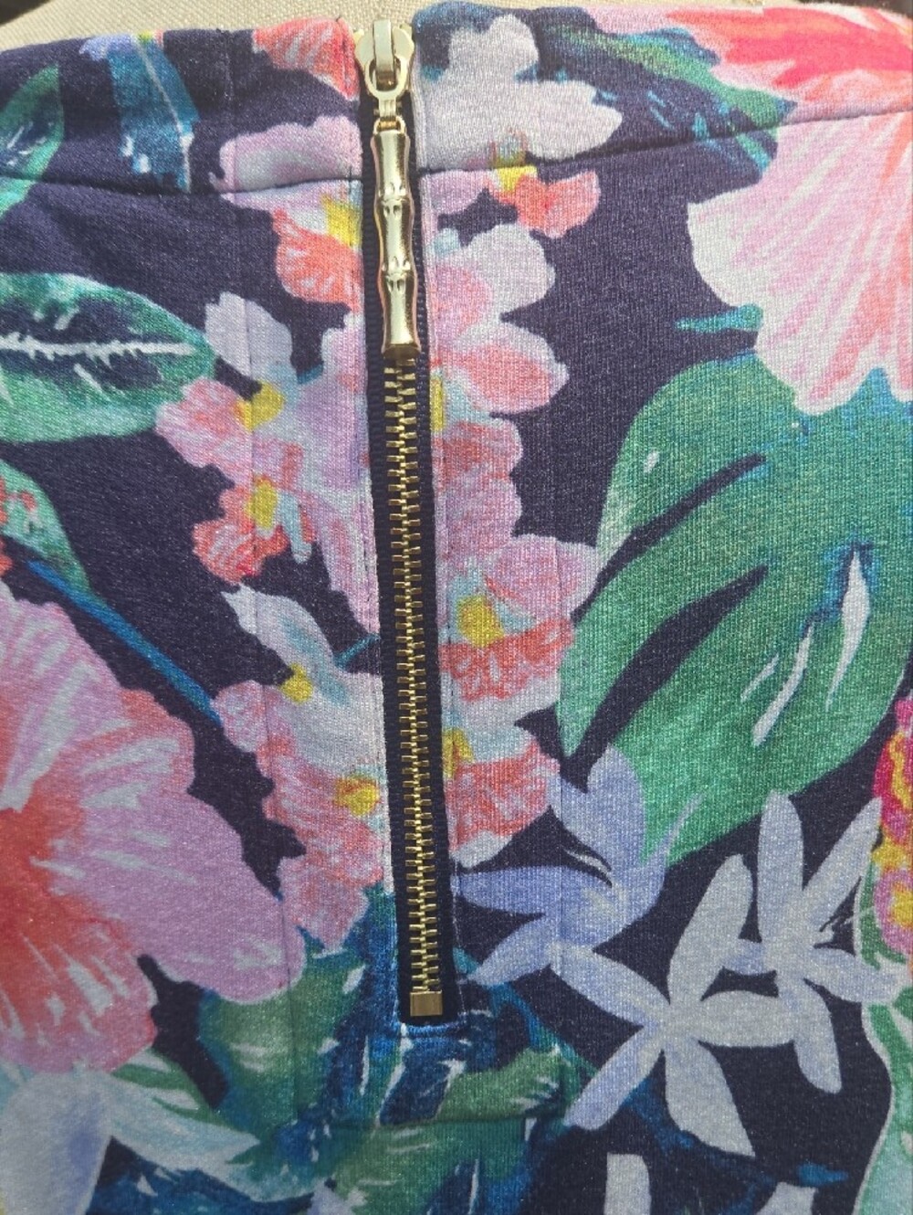 Tommy Bahama Tropical Floral Sleeveless A-Line Dress - Navy Background - Picture 5 of 10